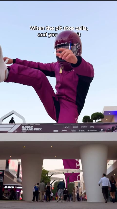 Instagram post by @faffapix for Qatar Airways. Caption reads: [...] instead of just watching it 🏎️🏁....