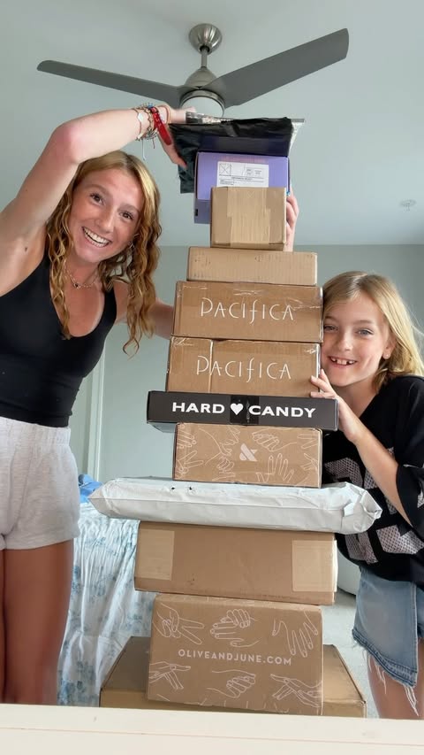 Instagram post by @hashtag.natalie for Olive & June. Caption reads: PR haul!!! Thank you to all the brands!! • • •....