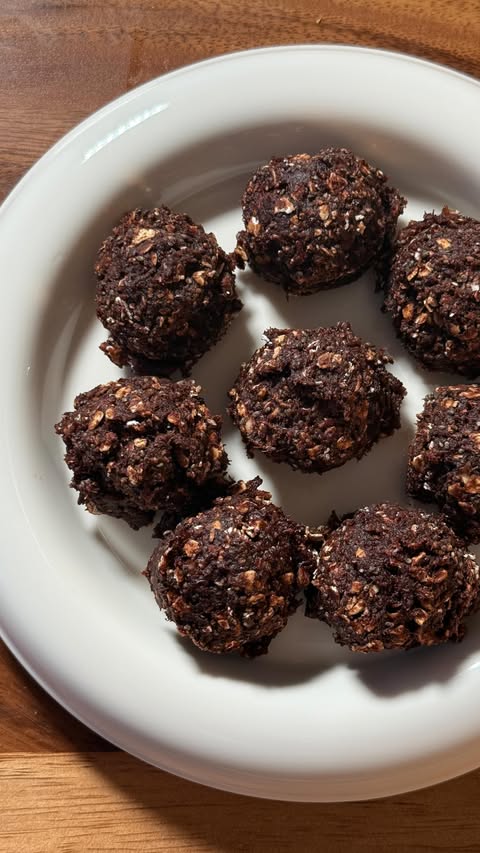 Instagram post by @ellie_teale for Bob's Red Mill. Caption reads: Chocolate peanut butter banana bread balls 🍌 full....