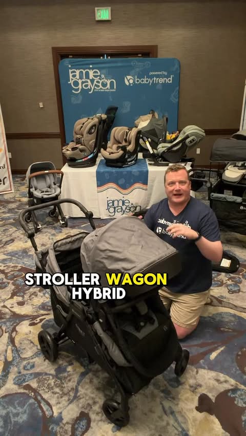 Instagram post by @thejamiegrayson for Baby Trend. Caption reads: [...] Stroller to Wagon Travel System from Baby....
