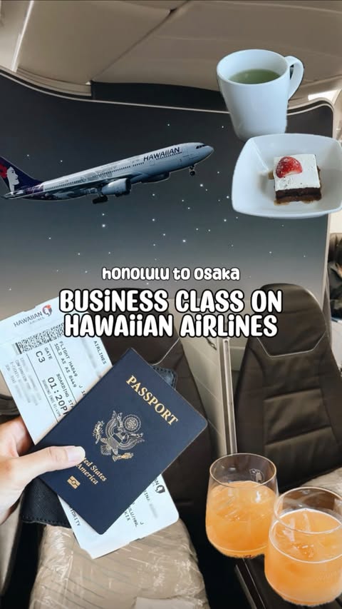 Instagram post by @fiveftfoodie for Hawaiian Airlines. Caption reads: [...] from HNL to KIX looks like on....