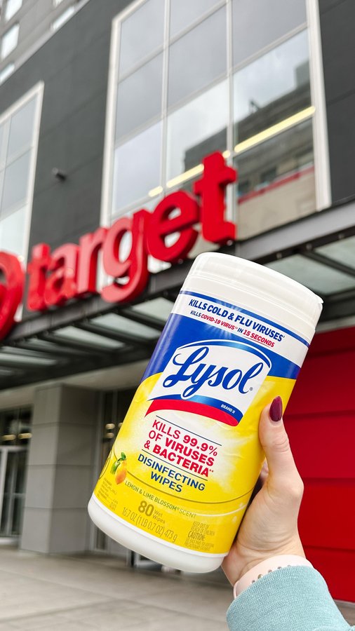 Instagram post by @allthingstarget for Lysol. Caption reads: #LysolPartner Check out what’s filling up my....