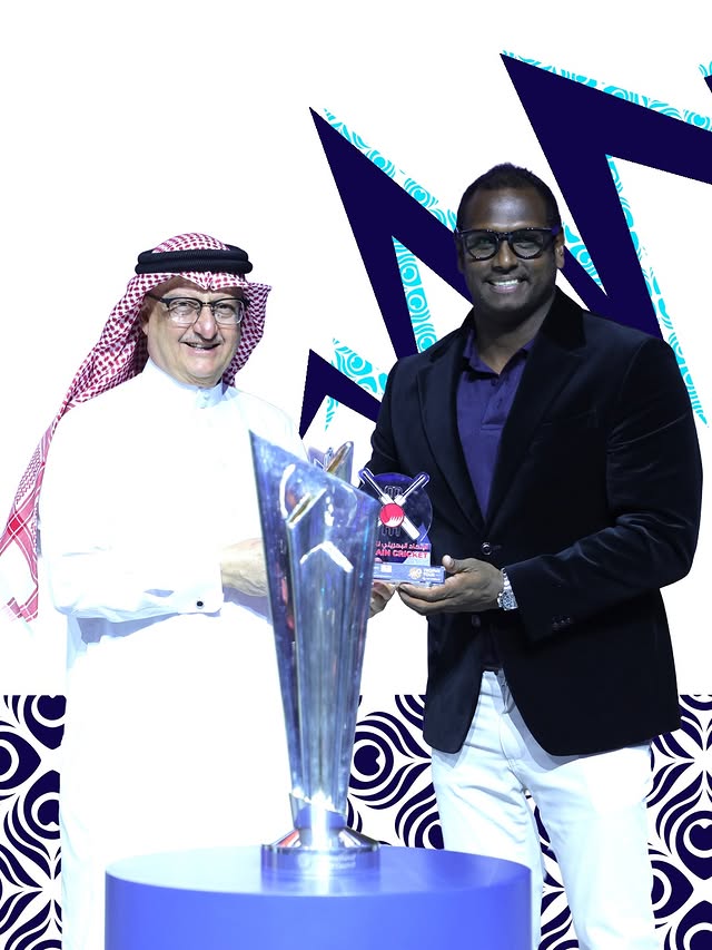 Instagram post by @ange69mathews for ICC T20 World Cup. Caption reads: Bahrain showed up. The Trophy showed off! 🇧🇭 The....