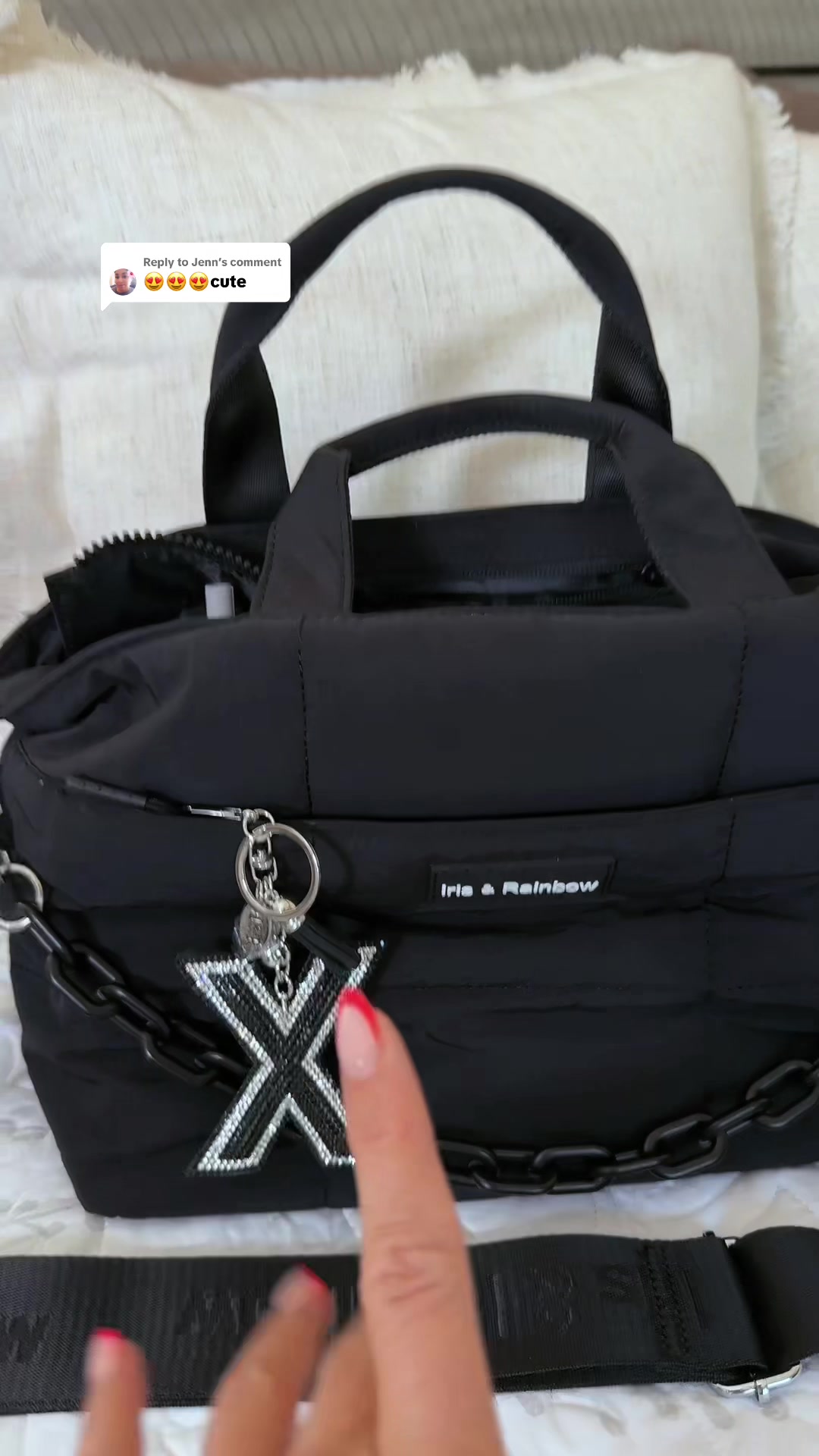 TikTok post by @amymomfinds for Iris And Rainbow. Caption reads: [...] #minibag #minibags #minitotebag....