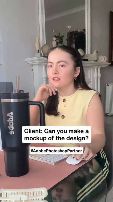 Instagram post by @thelogolassie for Adobe Photoshop. Caption reads: How I turn a low-fi client photo into a polished....