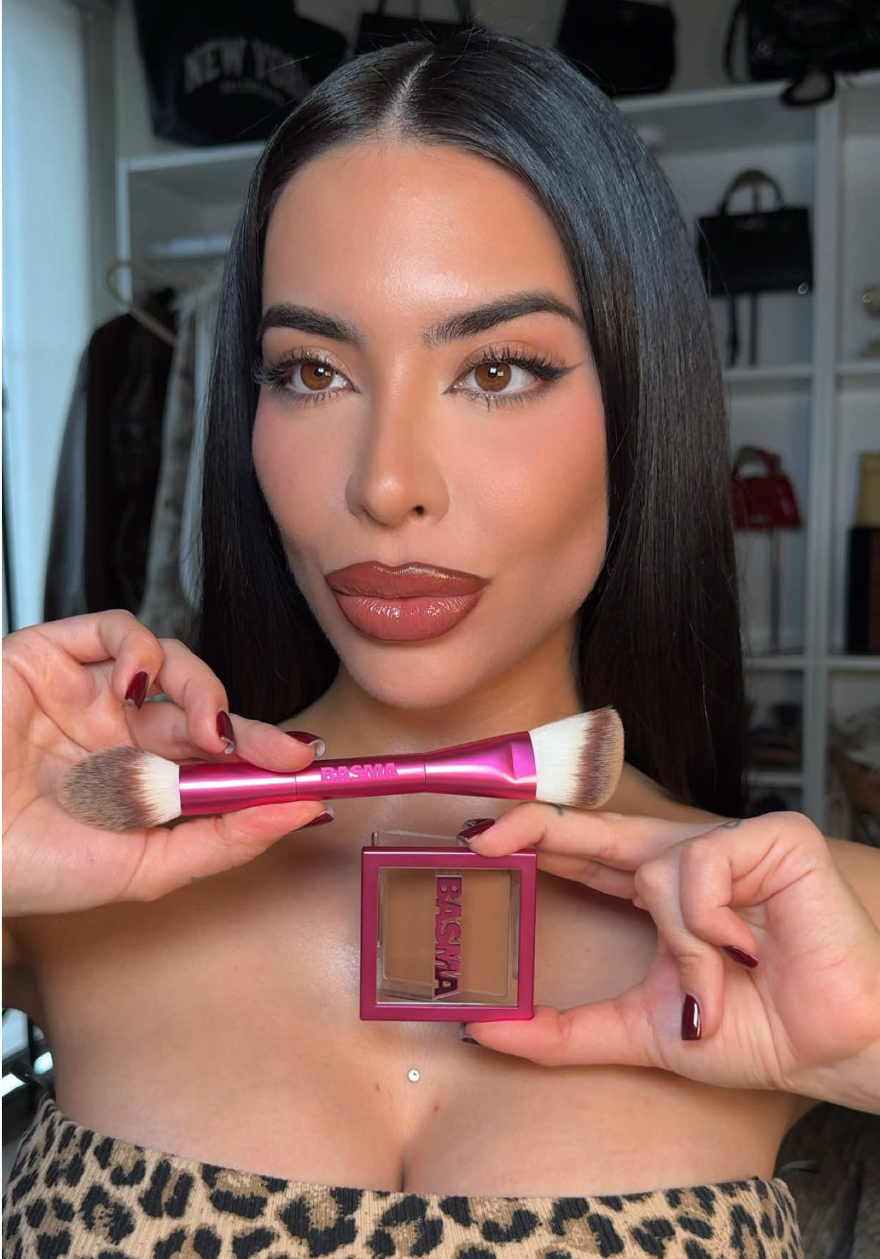 TikTok post by @wowvall for BASMA Beauty. Caption reads: What do we think about this @BASMA Beauty bronzer....