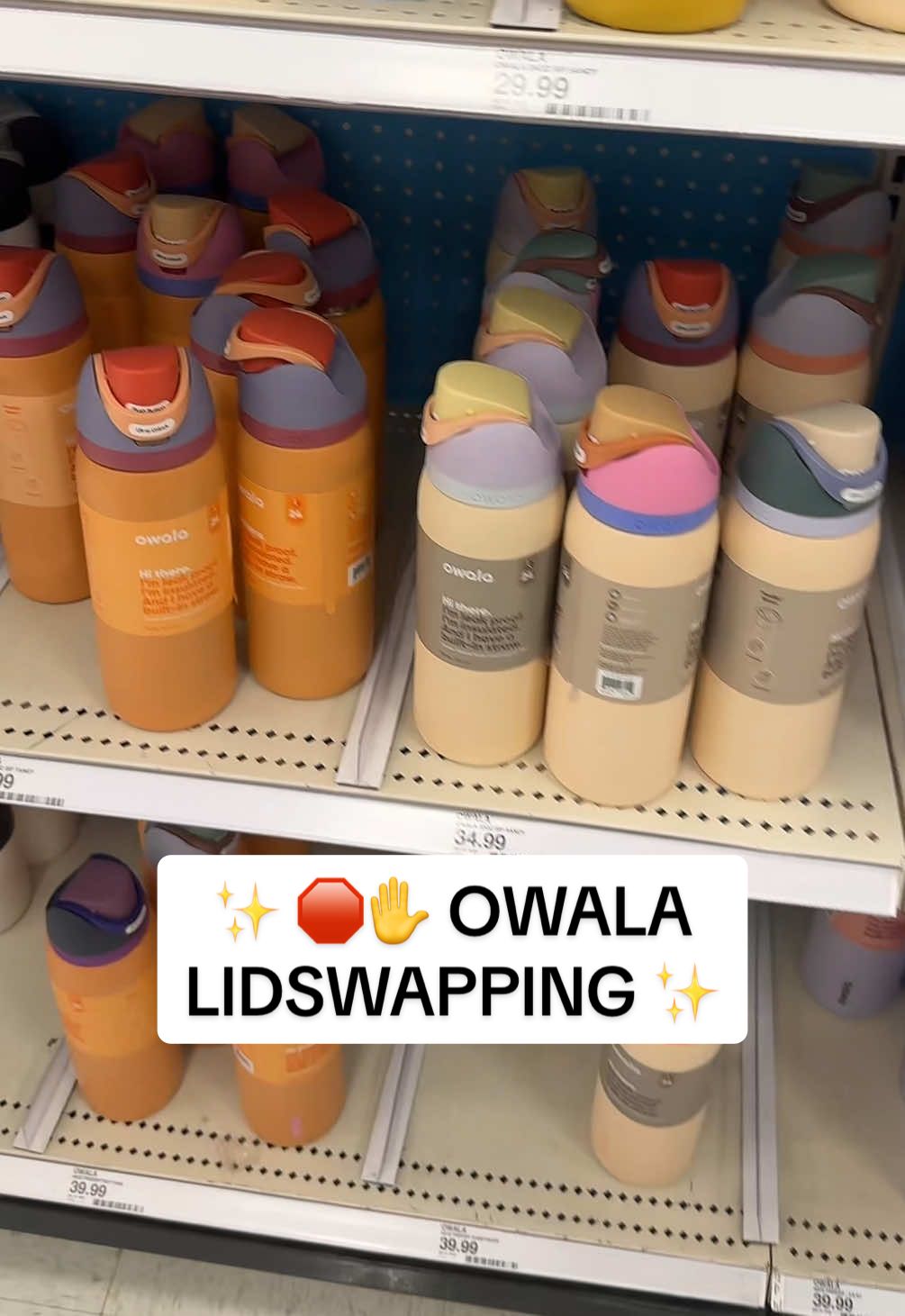 TikTok post by @dailywithcaroline for Owala. Caption reads: Now that Owala is officially on TikTok shop, [...].