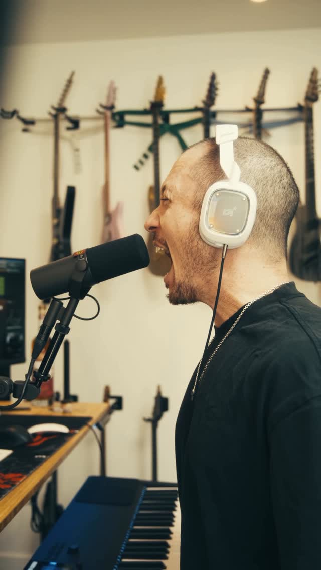 Instagram post by @matthewkheafy for 1 Shot Energy. Caption reads: What’s your vocal routine? Me? About 5-7 hours....