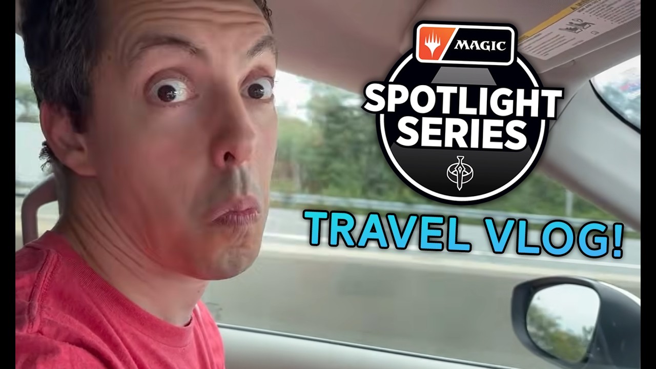 YouTube post by @JimDavisMTG for INTO THE AM. Caption reads: 🛣️ On The Road Again! - Coverage, Competition,....