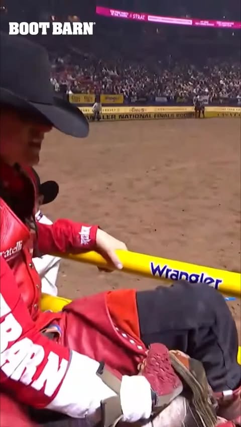 Instagram post by @prca_prorodeo for Boot Barn. Caption reads: Let it rock 🤘 Round 2 is Rocker Steiner’s!....