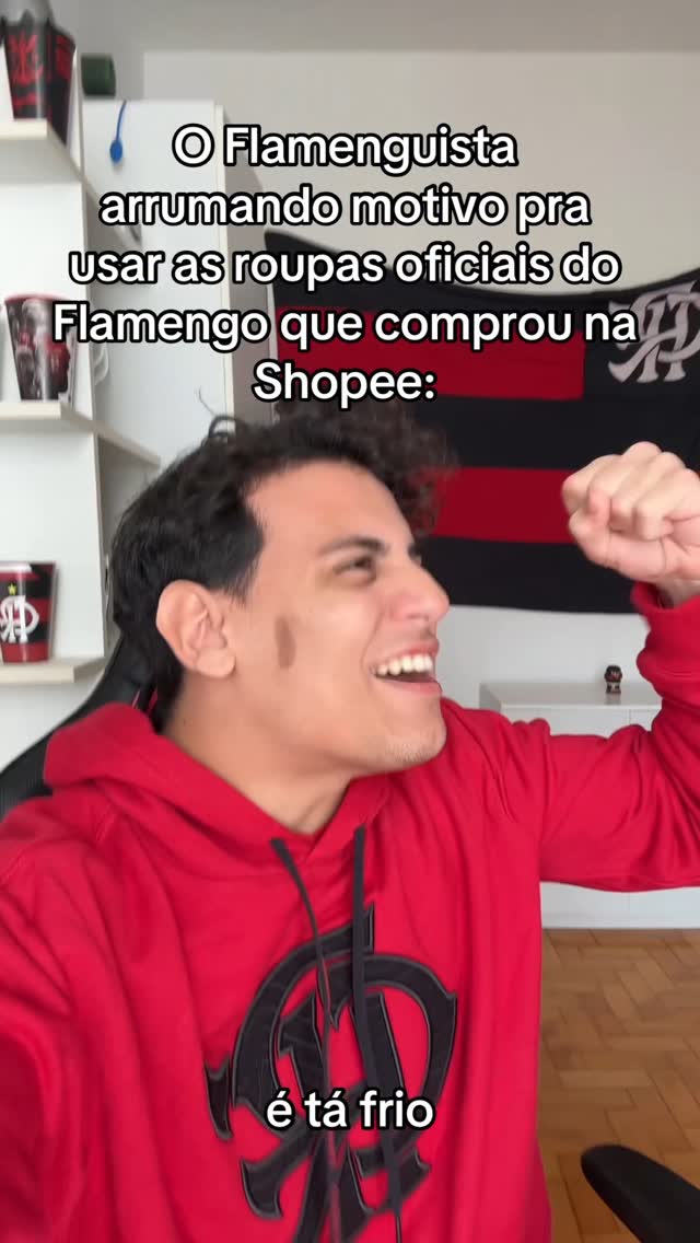 Instagram post by @heitor_o13 for Shopee. Caption reads: O Flamenguista arrumando motivo pra usar as roupas....