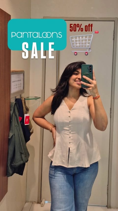 Instagram post by @spicykhayalipulao for Pantaloons. Caption reads: [...] 50% off sale had for me 🤌 . . . .....