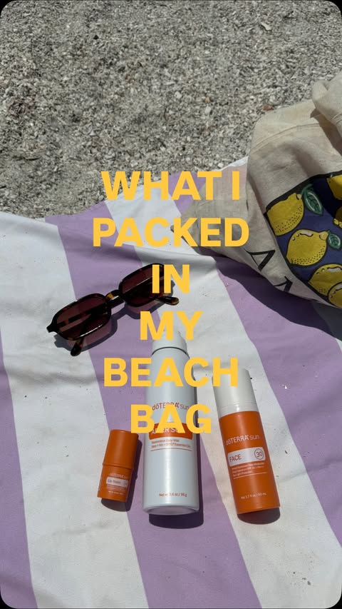 Instagram post by @morganlkeen for doTERRA Essential Oils USA. Caption reads: #ad In my sunscreen, I always look for mineral....