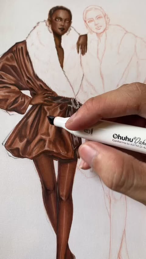 Instagram post by @eris_tran for Ohuhu Art Supplies. Caption reads: Inspiration: YSL fall winter 2026 Using: @ohuhuart....
