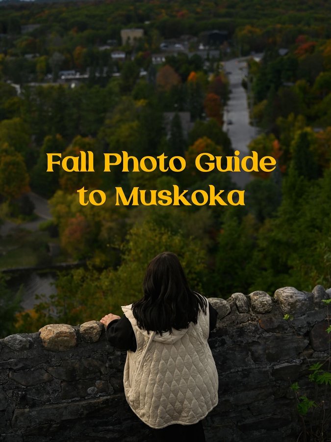 Instagram post by @conscious.compass for Destination Ontario. Caption reads: Muskoka Fall Photo Guide - Save this list for your....