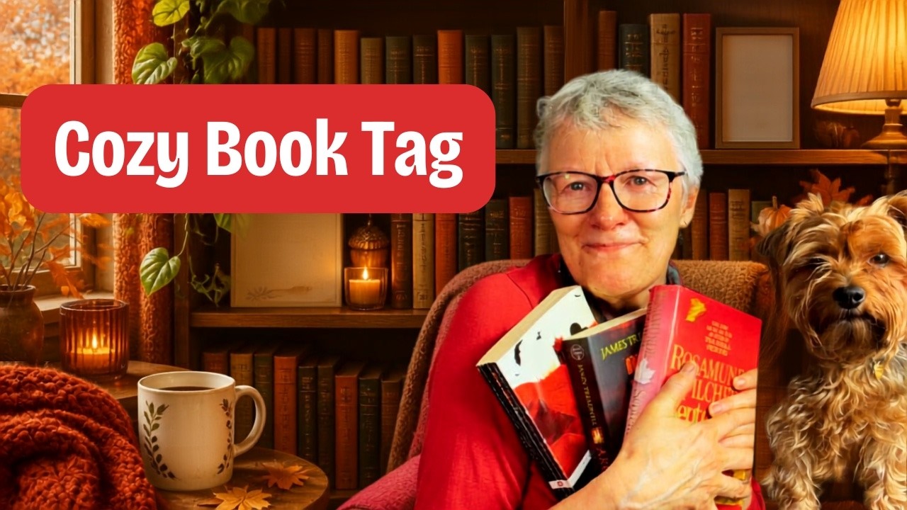 YouTube post by @booksfrommybookshelf for vidIQ. Caption reads: Autumn Book Tag: Let's Get Cozy!.