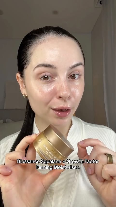 Instagram post by @misspeytonsmith for Biossance. Caption reads: [...] to decline in our mid 20’s? The new....