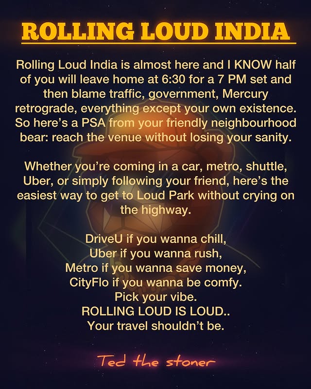 Instagram post by @tedthestoner for Rolling Loud. Caption reads: [...] your friends do. @districtupdates....