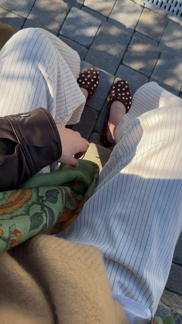 Instagram post by @clarerubey_style for Marine Layer. Caption reads: [...] soft denim Paid partnership with....