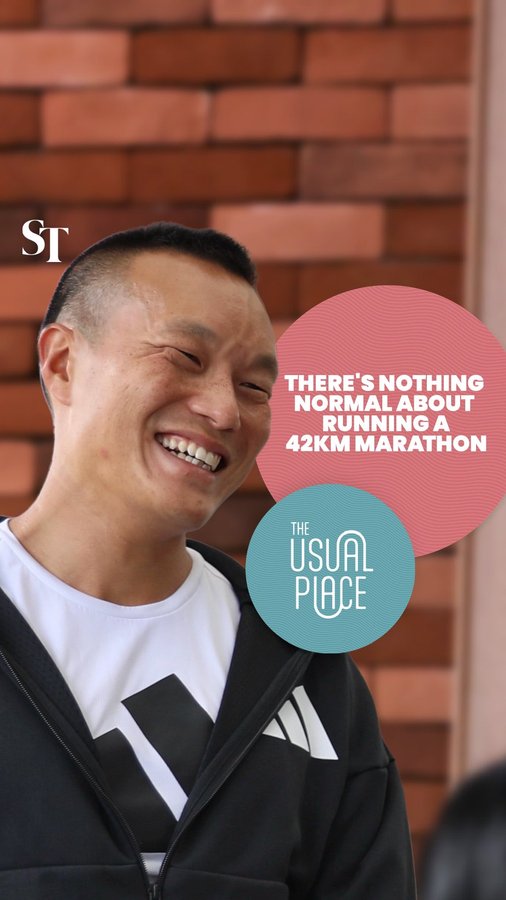 Instagram post by @arthurtongtri for The Straits Times. Caption reads: Here’s a nugget of marathon history: the first guy....