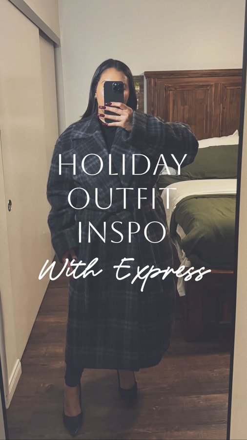 Instagram post by @momsizemeansnosize for Express. Caption reads: I’m showing up comfy & still giving main character....