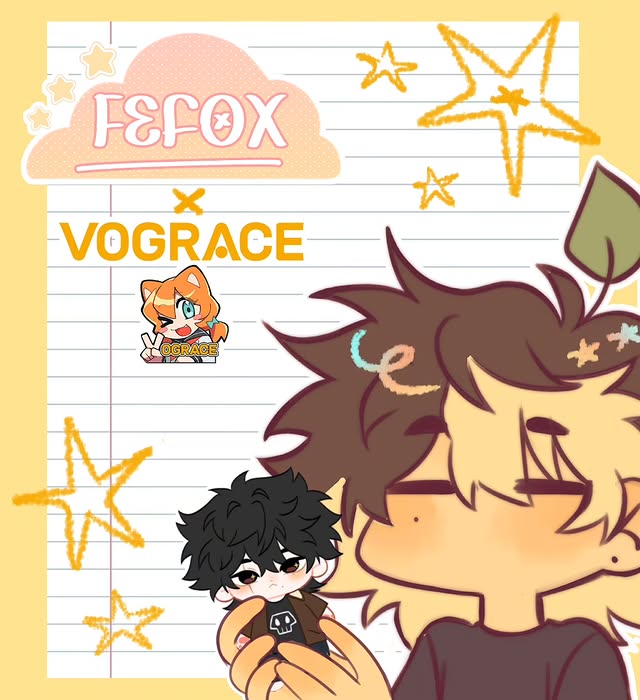 Instagram post by @fefox.drawings for Vograce. Caption reads: [FEFOX X VOGRACE #COLLAB] First, I’d like to thank....