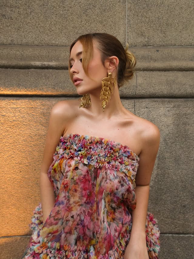 Instagram post by @mariabbraz for ZIMMERMANN. Caption reads: Casamento na Sé 🇧🇷 Wearing @zimmermann SS26.