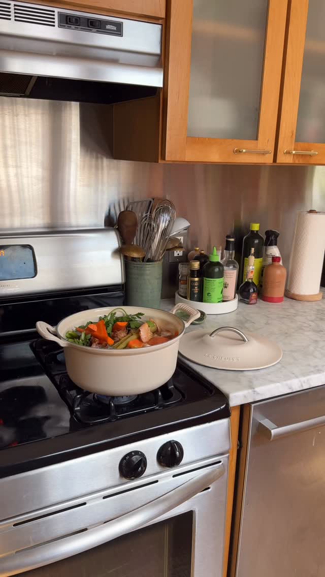 Instagram post by @handmethefork for Le Creuset. Caption reads: @lecreuset new modern heritage collection is truly....
