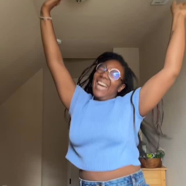 Instagram post by @gabieowleyess for Universal Yarn. Caption reads: Y’all, I may not be going out to dance but this....