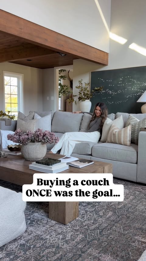 Instagram post by @laurenashleyhansen for Lovesac. Caption reads: [...] multiple sofas over the years, our @lovesac....