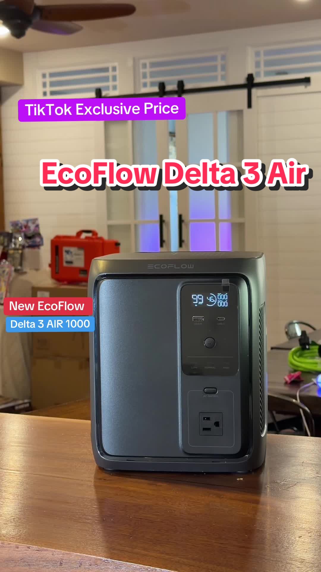 TikTok post by @how_to_dad for EcoFlow. Caption reads: [...] of the first to get the new EcoFlow Delta....