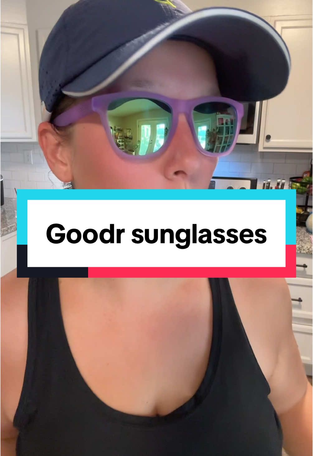 TikTok post by @elizabethlott8 for Goodr. Caption reads: [...] of running sunglasses than @goodr polarized,....