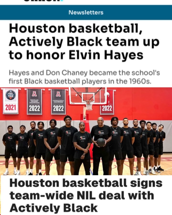 Instagram post by @l.smith23 for Actively Black. Caption reads: My @uhcougarmbk is playing in the National....
