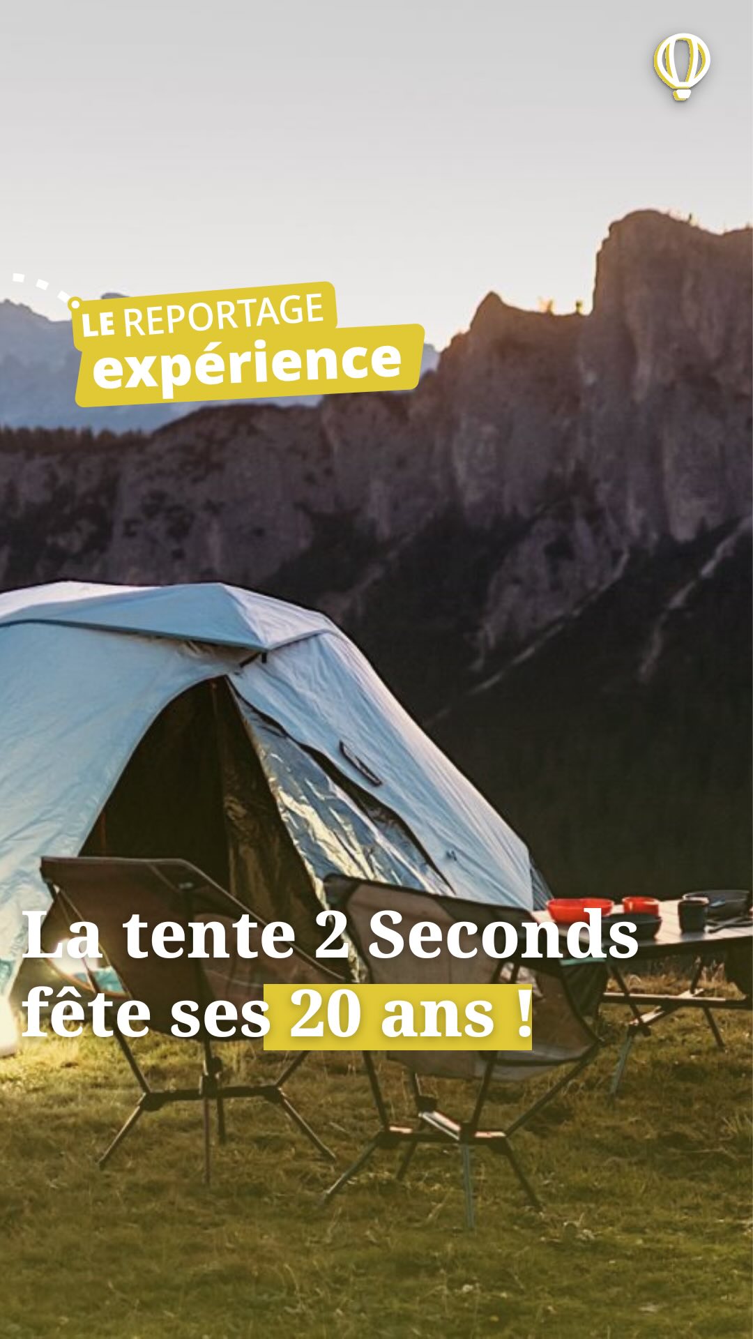 Instagram post by @le.media.experience for Decathlon. Caption reads: C'est l'anniversaire de la tente 2 Seconds : 20....