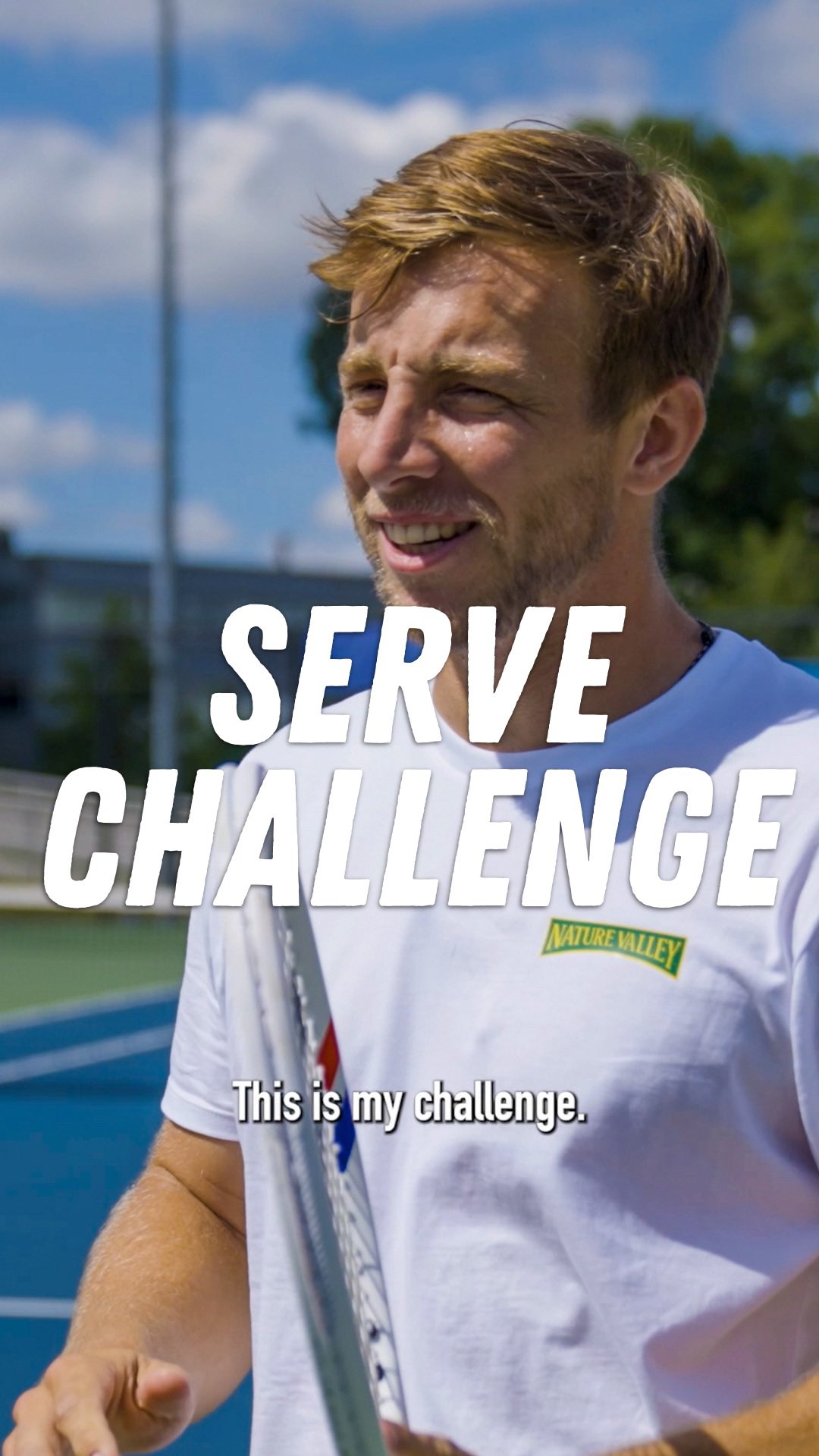 Instagram post by @backstage_tennis for Nature Valley. Caption reads: 🎯Up for a serve challenge against....