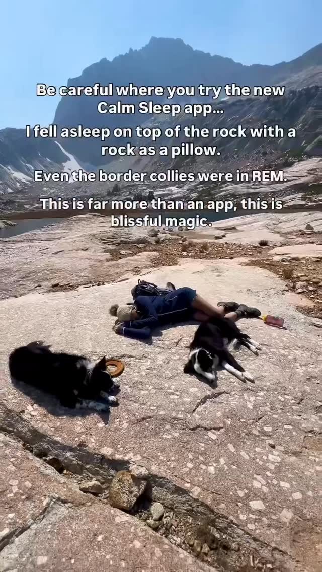 Instagram post by @laducb for Calm. Caption reads: ‼️ WARNING: USING THE @calm SLEEP APP WILL CAUSE....