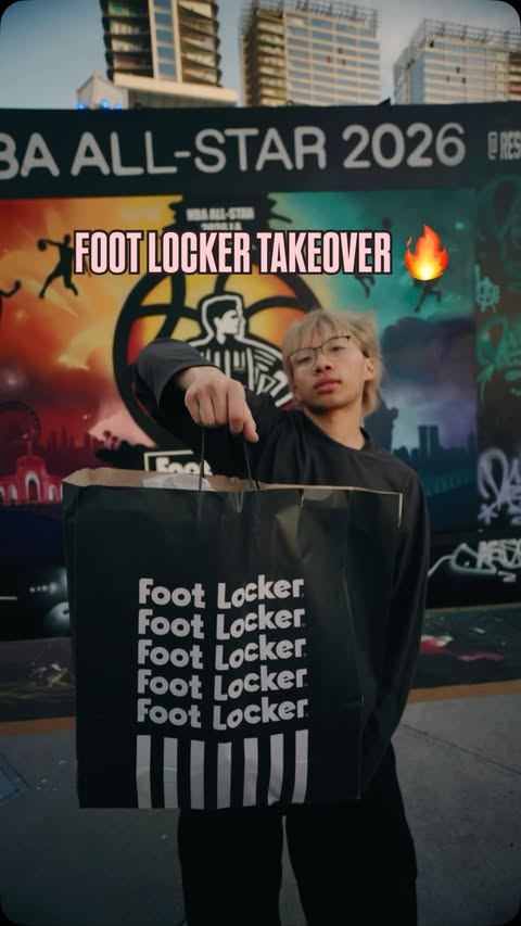 Instagram post by @stayfocusedfrank for Foot Locker. Caption reads: The energy is ALWAYS unmatched at the Foot Locker....