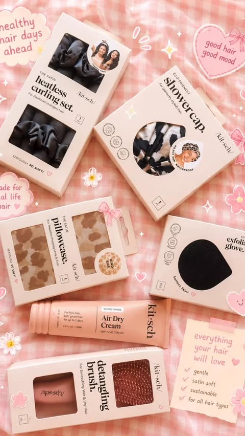 Instagram post by @alexandratinker for Kitsch. Caption reads: [...] Dreamy Hair & Shower essentials with....