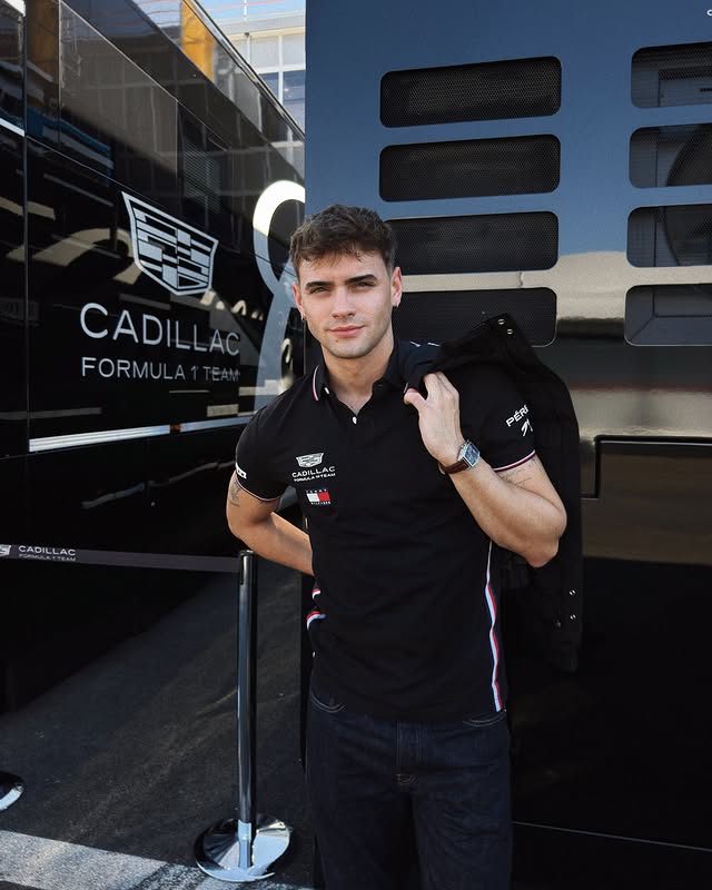 Instagram post by @gabriel.guevara for Tommy Hilfiger. Caption reads: Publi. F1 weekend with @tommyhilfiger @cadillacf1.