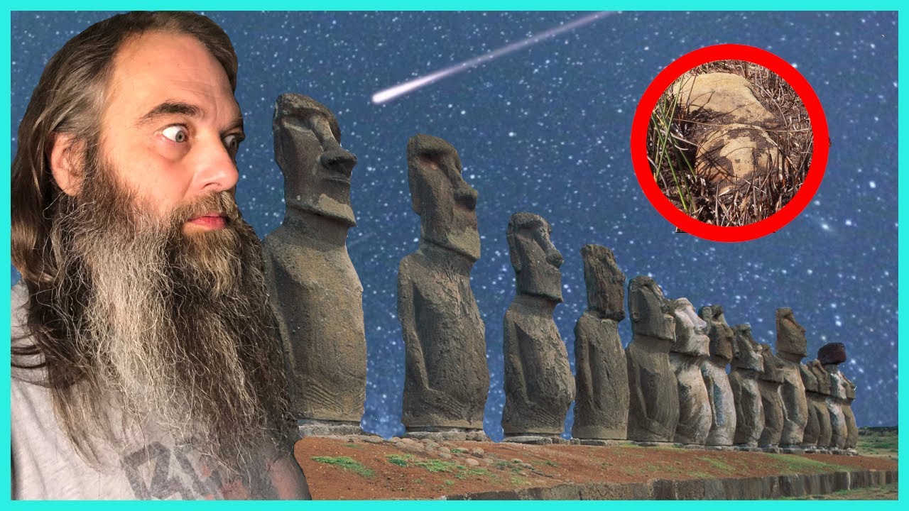 YouTube post by @DeDunking for Good Morning America. Caption reads: New Easter Island Moai Discovery in Volcanic....