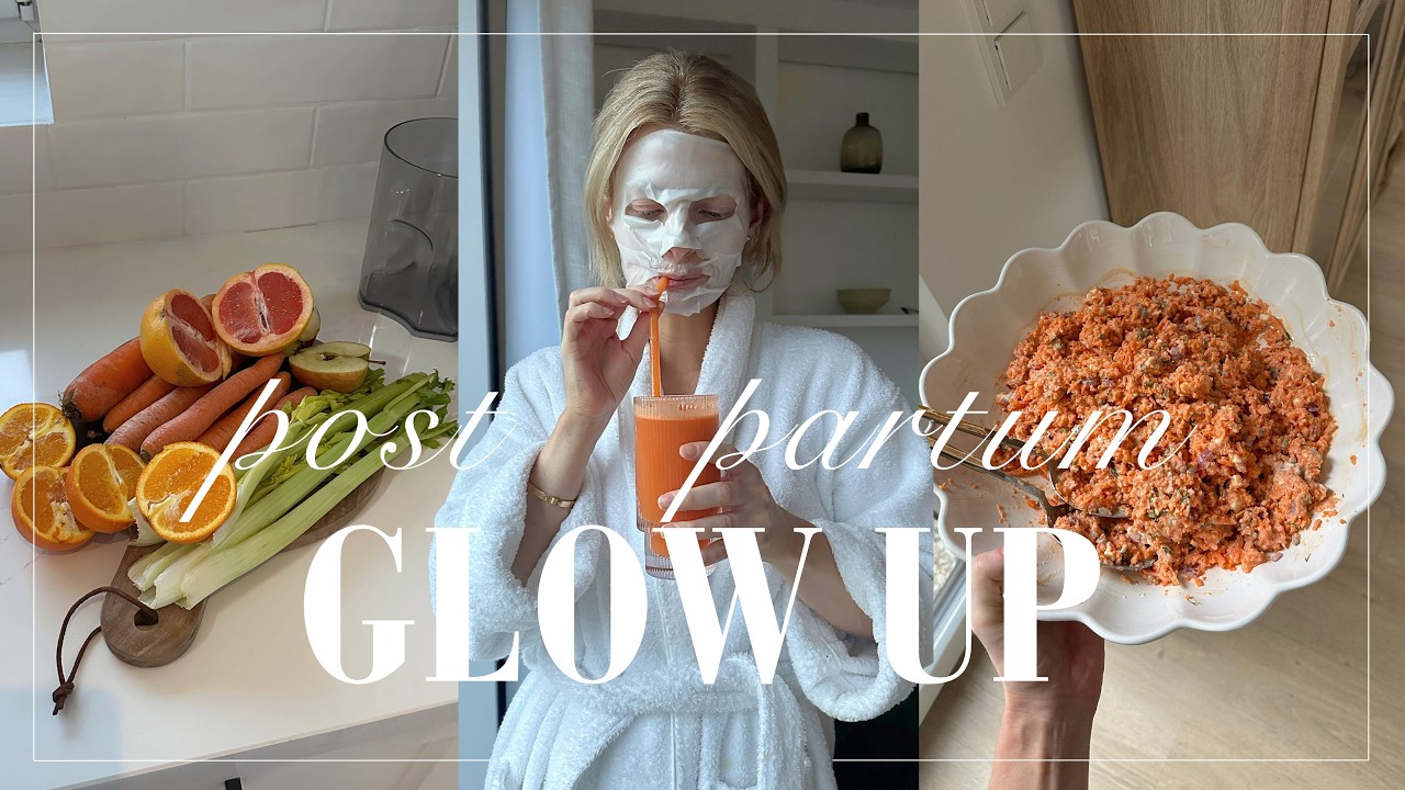 YouTube post by @theglazedblonde for Bondisands. Caption reads: In this video, I'm showing you my postpartum glow....