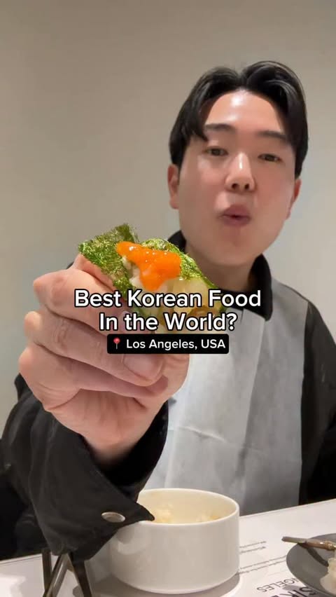 Instagram post by @porterairlines for Discover Los Angeles. Caption reads: I heard the best Korean food in the world might....