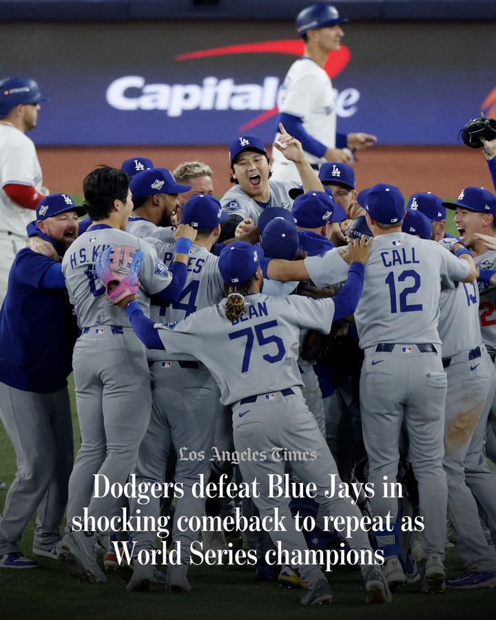 Instagram post by @latimes_sports for Los Angeles Times. Caption reads: The march toward destiny was completed a quarter....