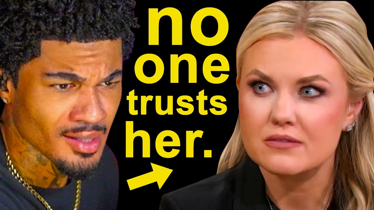 YouTube post by @YoungDonReacts for Tiege Hanley. Caption reads: Why No One Trusts Erika Kirk ...