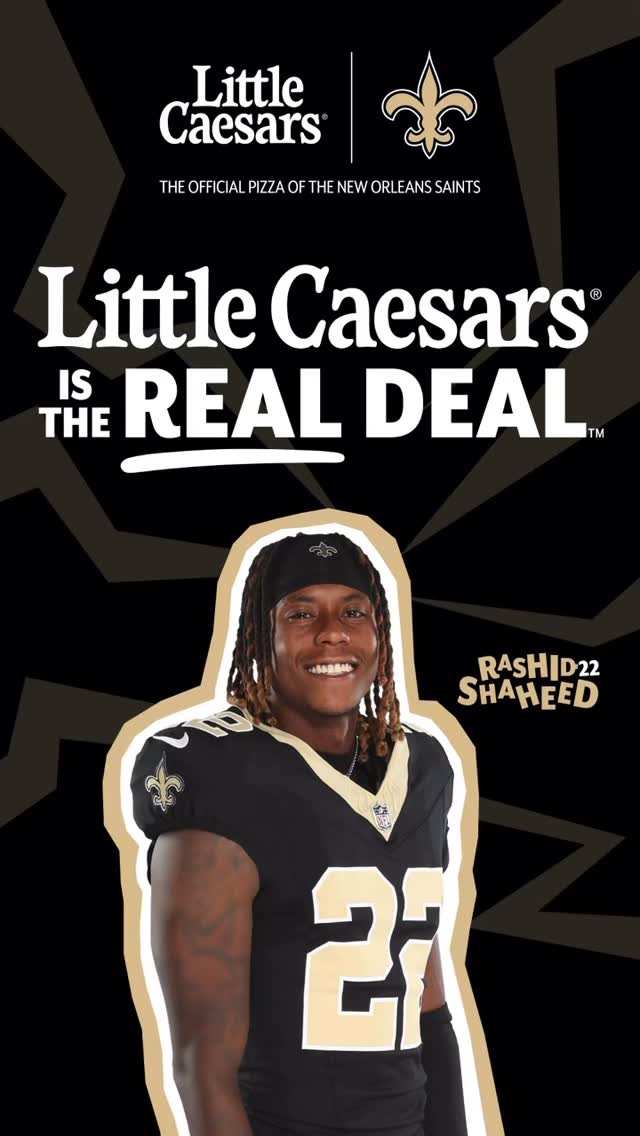 Instagram post by @rashid.shaheed for Little Caesars. Caption reads: Celebrating with @littlecaesars is the REAL DEAL!.