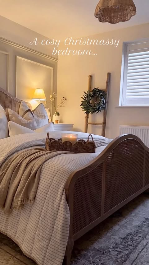 Instagram post by @ourhomeinsuffolk for Dunelm. Caption reads: C O S Y  B E D R O O M🤎🎄✨ 

with some festive....