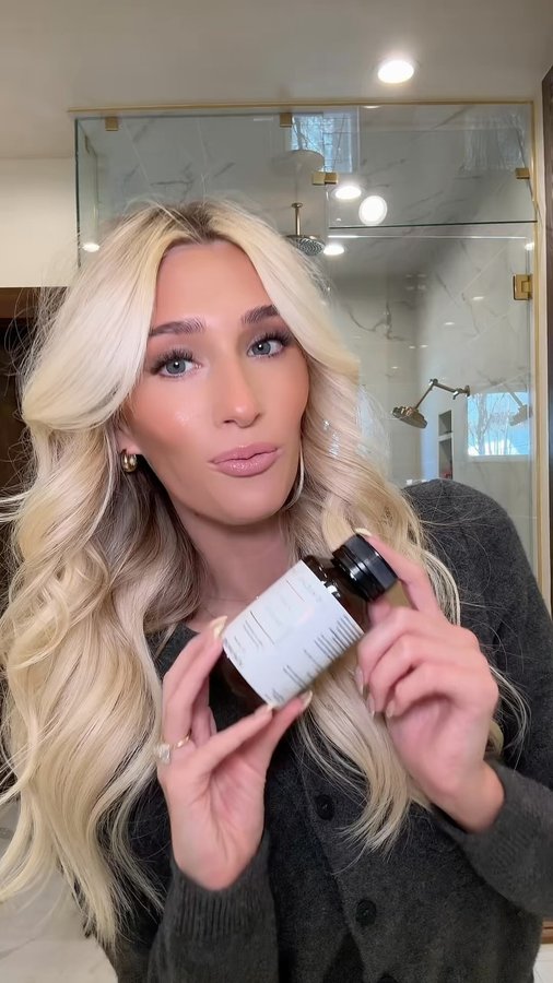 Instagram post by @swayzeulicny for JSHealth Vitamins. Caption reads: @jshealthvitamins saved my hair & I couldn’t be....