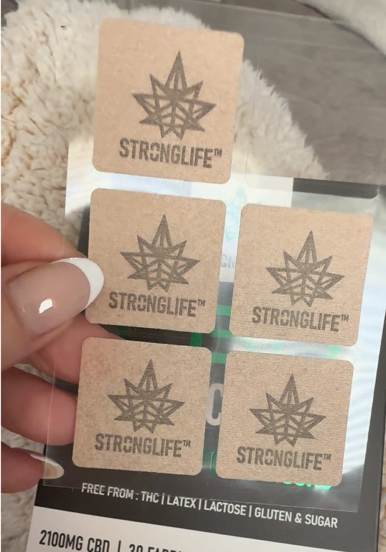 TikTok post by @jojo.balloons84 for Stronglife. Caption reads: These CBD patches from@stronglife are amazing my....