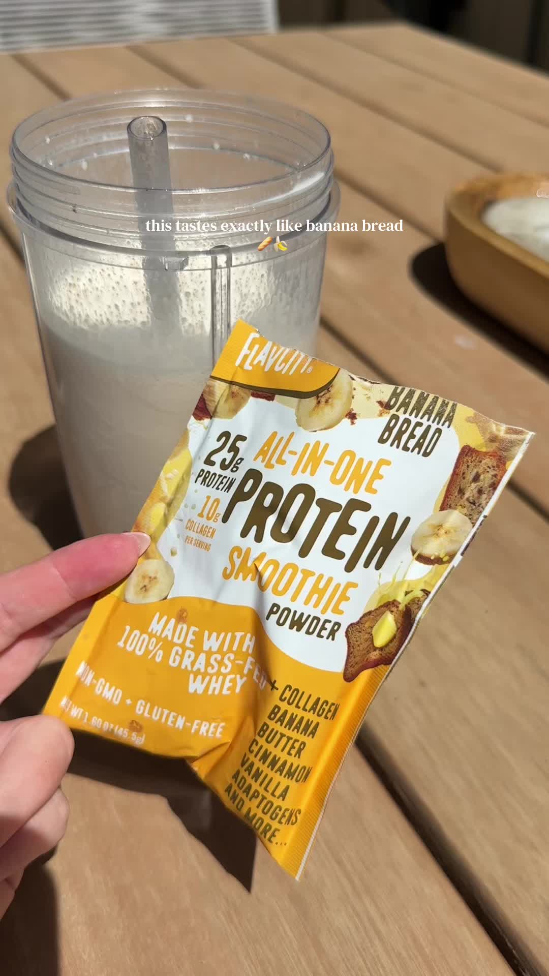 TikTok post by @samschuerman for ShopFlavCity. Caption reads: So yummy @ShopFlavCity #proteinshake #proteinhack....