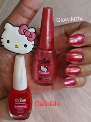TikTok post by @marjorie.rodrigues for Esmalte Colorama. Caption reads: Hellokitty and Friends @Esmalte Colorama 🌈....